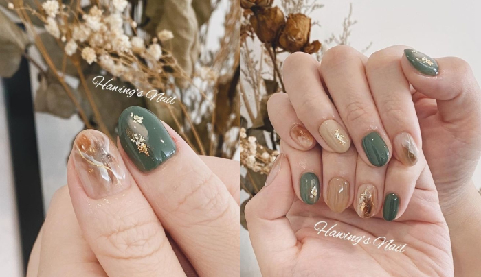 秋冬美甲_秋冬指甲_顯白秋冬美甲.